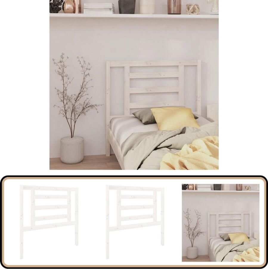 VidaXL Hoofdbord 96x4x100 cm Massief Grenenhout Wit Hoofd Bord Bed Frame Hoofdeinde Houten Hoofdbord Grenenhout Wit