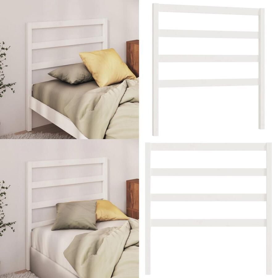 VidaXL Hoofdbord 96x4x100 cm massief grenenhout wit Hoofdbord Hoofdborden Hoofdeinde Houten Hoofdbord