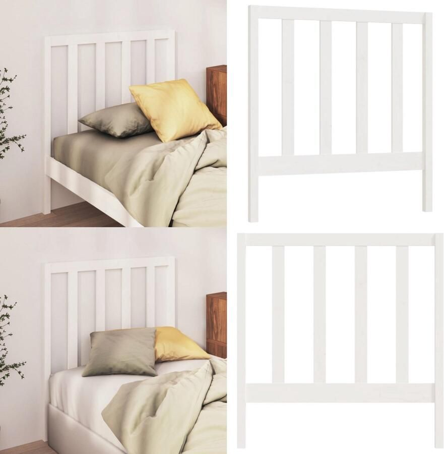 VidaXL Hoofdbord 96x4x100 cm massief grenenhout wit Hoofdbord Hoofdborden Hoofdeinde Houten Hoofdbord