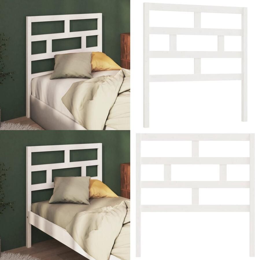 VidaXL Hoofdbord 96x4x100 cm massief grenenhout wit Hoofdbord Hoofdborden Hoofdeinde Houten Hoofdbord