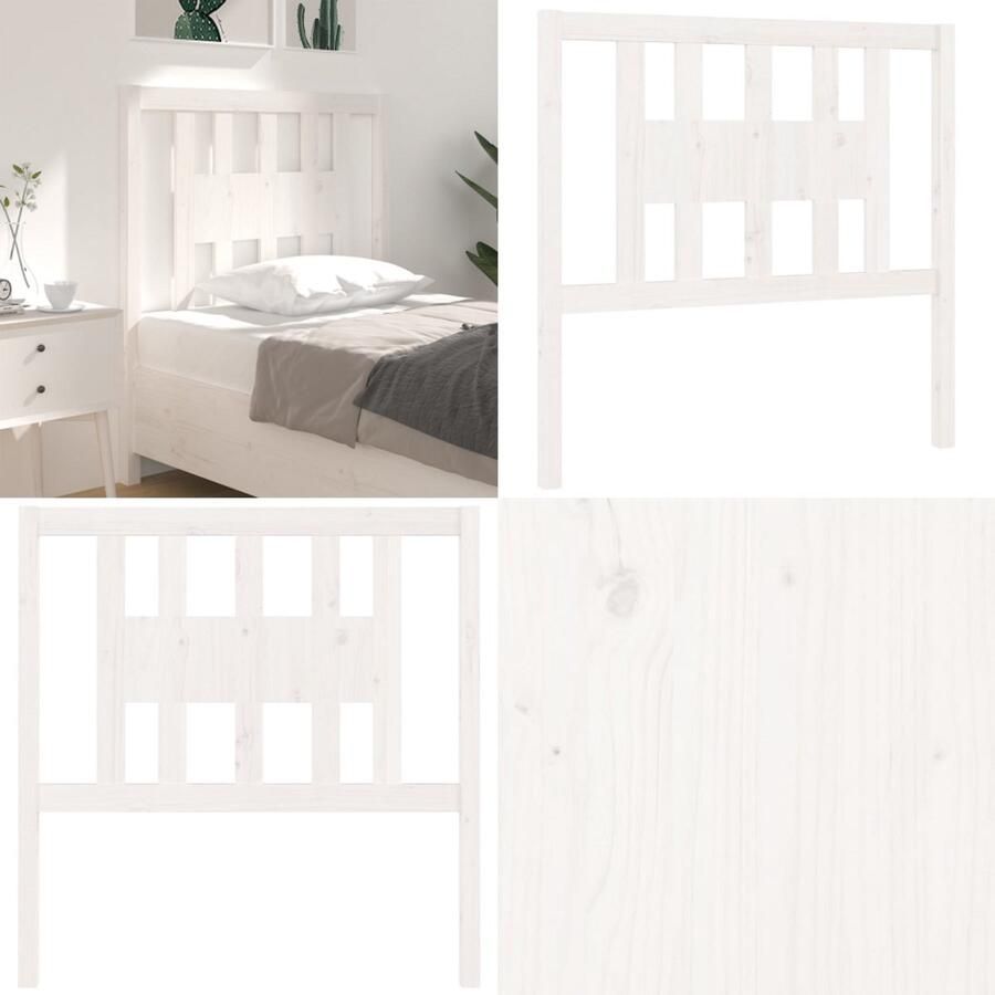 VidaXL Hoofdbord 96x4x100 cm massief grenenhout wit Hoofdbord Hoofdborden Hoofdeinde Houten Hoofdbord