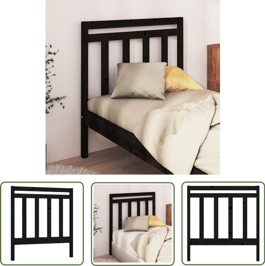 VidaXL Hoofdbord 96x4x100 cm Massief Grenenhout Zwart Hoofd Bord Hoofdeinde Houten Hoofdbord Zwarte Hoofdbord Beddecoratie Slaapkamers Kamer Decoreren Modern Hoofdbord Landelijke Hoofdbord Minimalistisch Hoofdbord