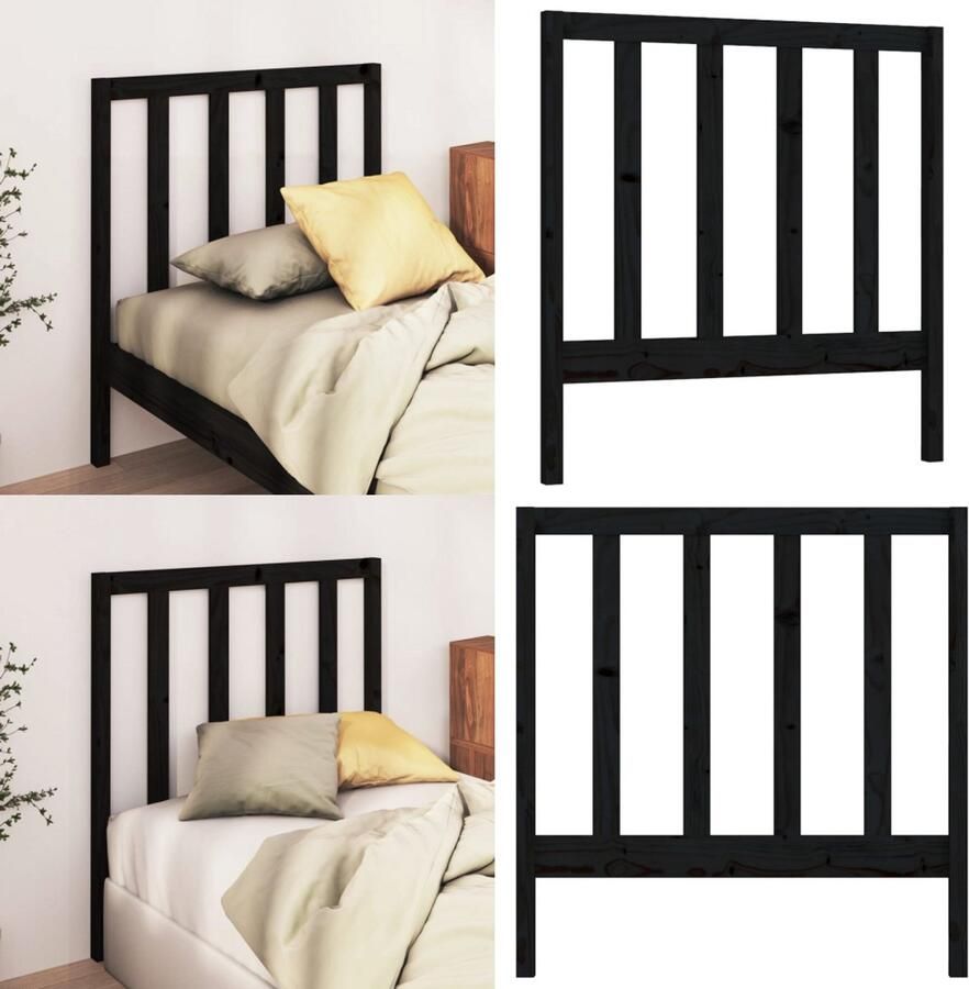 VidaXL Hoofdbord 96x4x100 cm massief grenenhout zwart Hoofdbord Hoofdborden Hoofdeinde Houten Hoofdbord