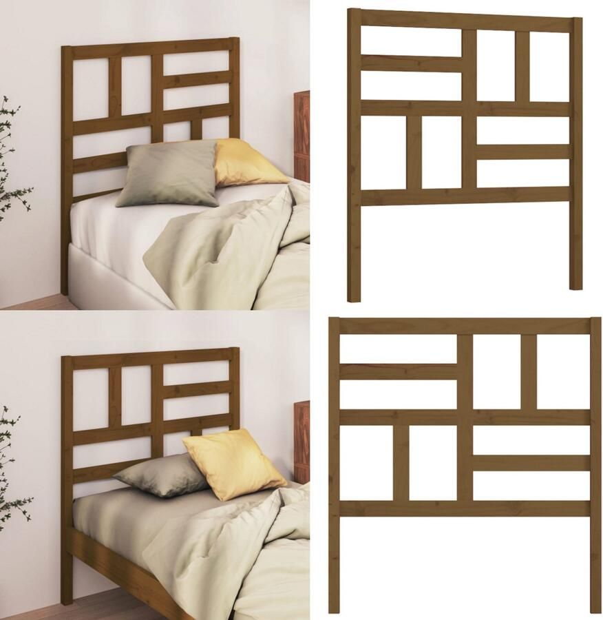 VidaXL Hoofdbord 96x4x104 cm massief grenenhout honingbruin Hoofdbord Hoofdborden Hoofdeinde Houten Hoofdbord