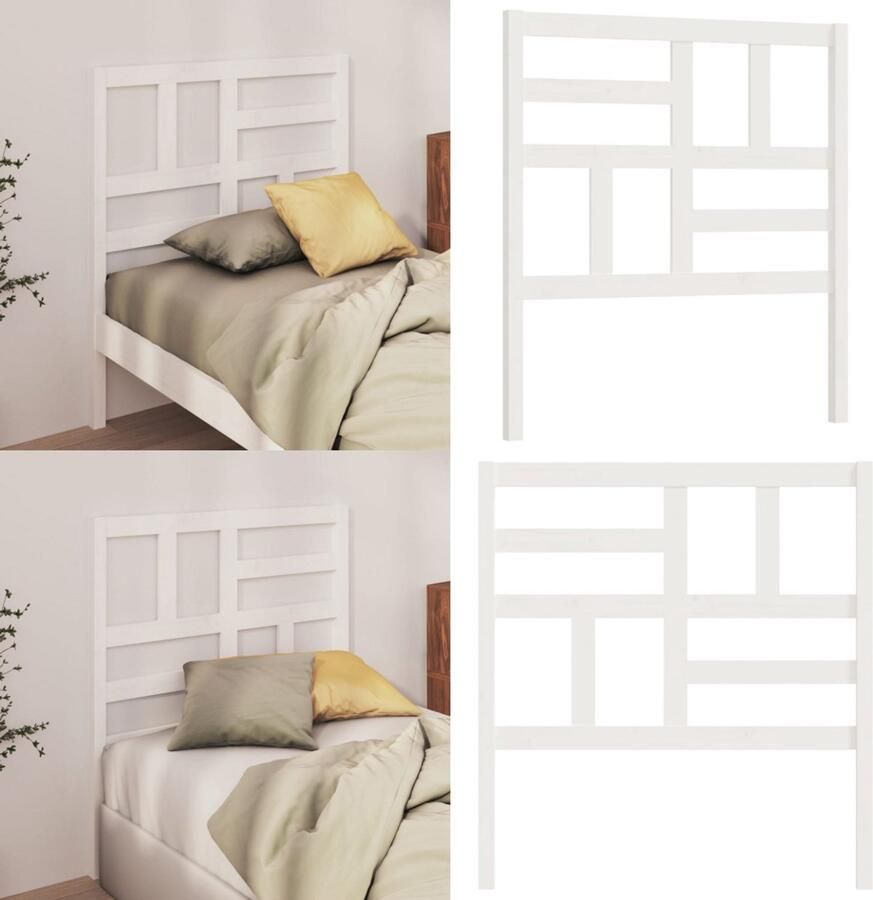 VidaXL Hoofdbord 81x4x104 cm massief grenenhout wit Hoofdbord Hoofdborden Hoofdeinde Houten Hoofdbord