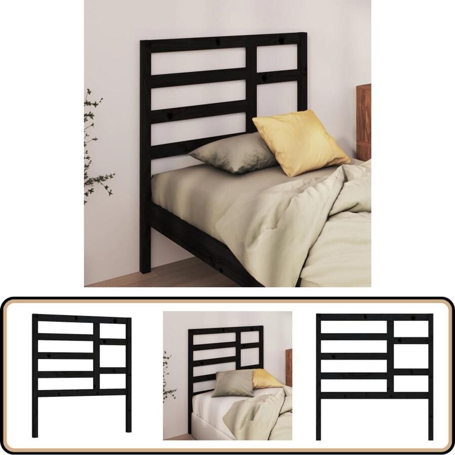 The Living Store Houten Hoofdeinde Zwart 96 x 4 x 104 cm Klassieke Uitstraling Houten Hoofdbord Hoofdeinde Klassieke Stijl Zwarte Hoofdbord Massief Grenenhout