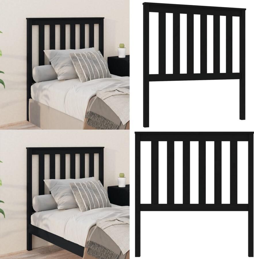 VidaXL Hoofdbord 96x6x101 cm massief grenenhout zwart Hoofdbord Hoofdborden Hoofdeinde Houten Hoofdbord