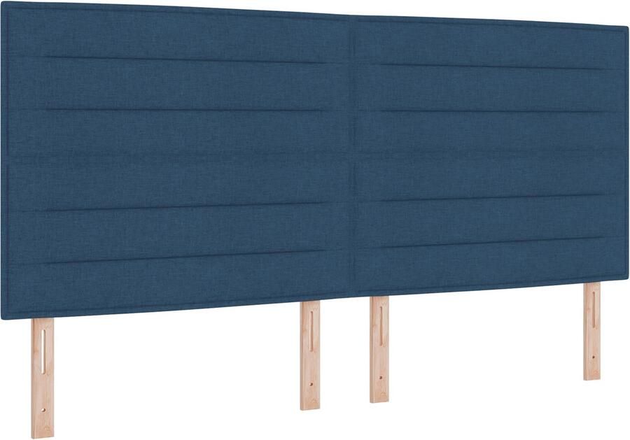 VidaXL Boxspringbed met Matras Crème 90x200 cm Stof Blauw 200 x 200 cm - Foto 2