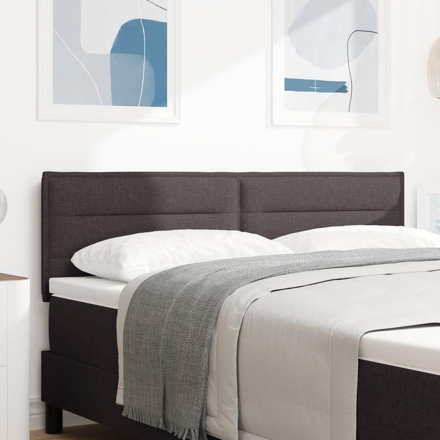 VidaXL Hoofdbord Hoogte Verstelbaar Handmatig Donkerbruin 160 cm Stof