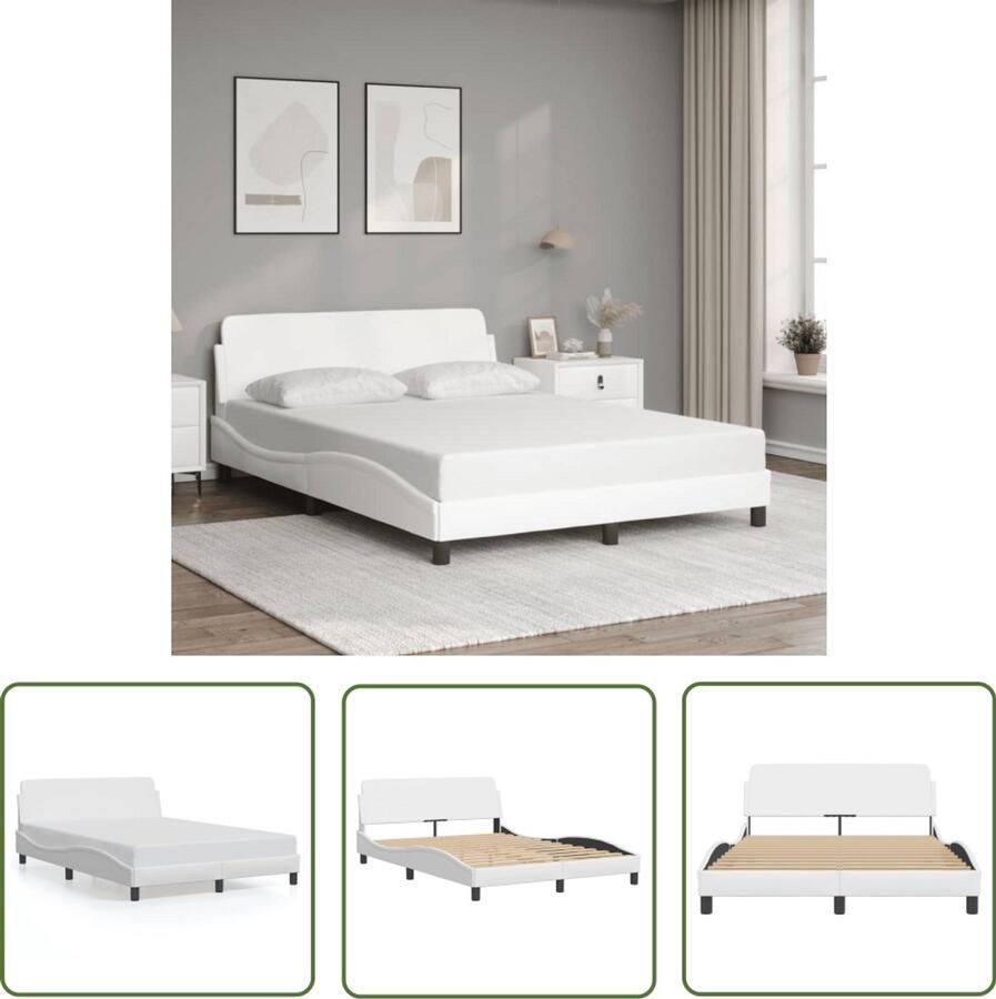 VidaXL Hoofdbord Bed Frame Bedframe Dover kunstleer wit 120x200 cm Kunstleder Bed Witte Bed Tweepersoons Bed