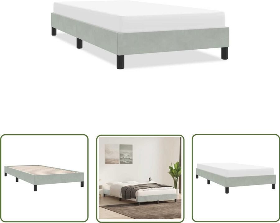 VidaXL Hoofdbord Bedframe zonder matras 80x220 cm fluweel lichtgrijs Boxspring Tweepersoonsbed Enkelpersoonlijk Bed