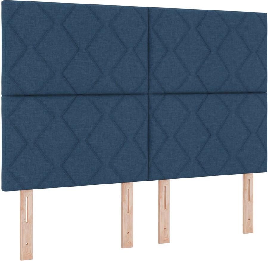 VidaXL LED hoofdbord met diamantblok ontwerp blauw 160 cm stof - Foto 2