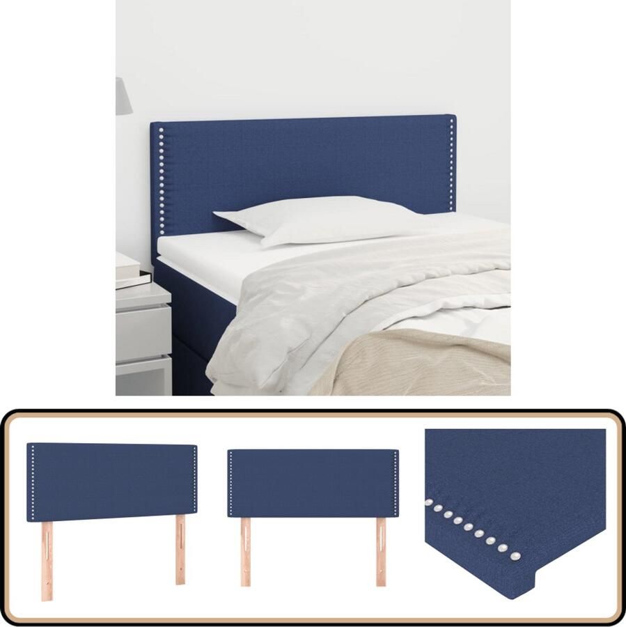 VidaXL Hoofdbord Blauw 80x5x78 88 cm Polyester Hoofd Bord Hoofdkussen Beddecoratie Slaap Accessoires Blauwe Kamer Klassiek Interieur Comfortabel Leeshoek