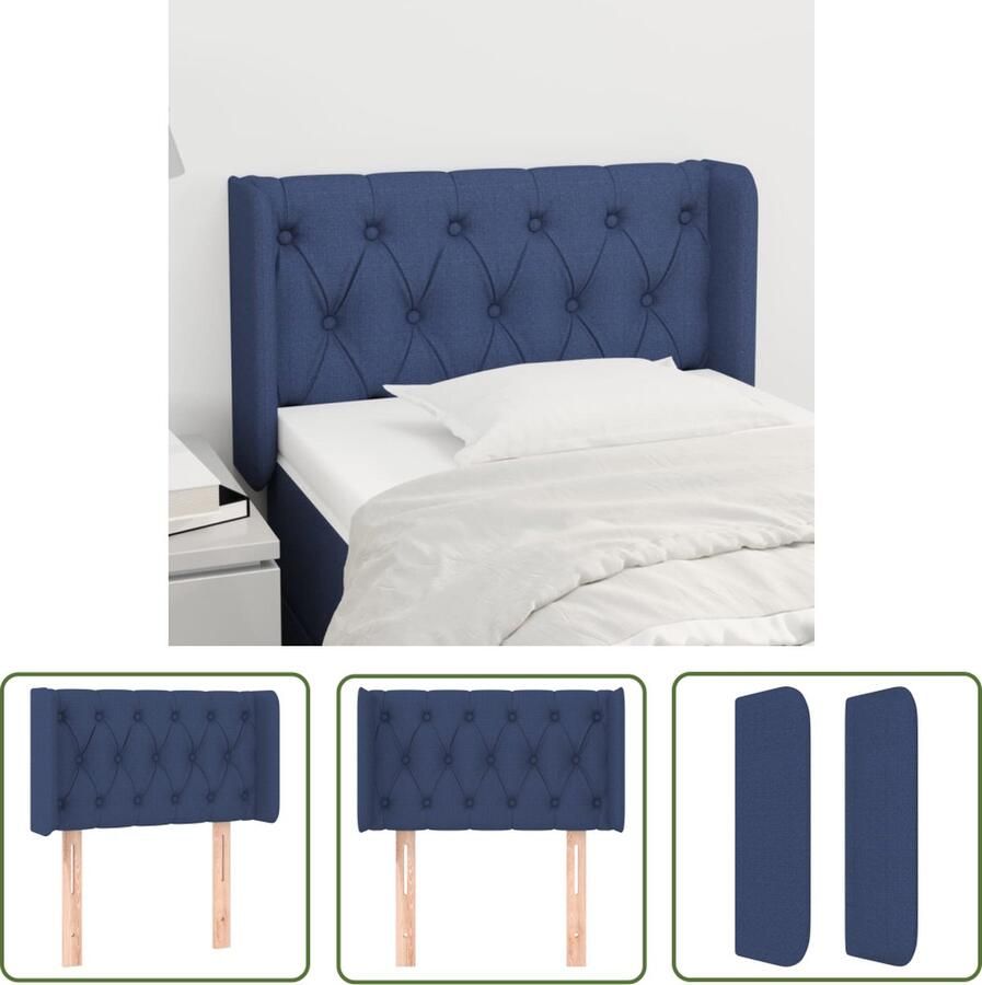 The Living Store Hoofdbord met randen 83x16x78 88 cm stof blauw Klassieke Hoofdbord Blauw Bedhoofd Slaapcomfort Comfortabele Ondersteuning