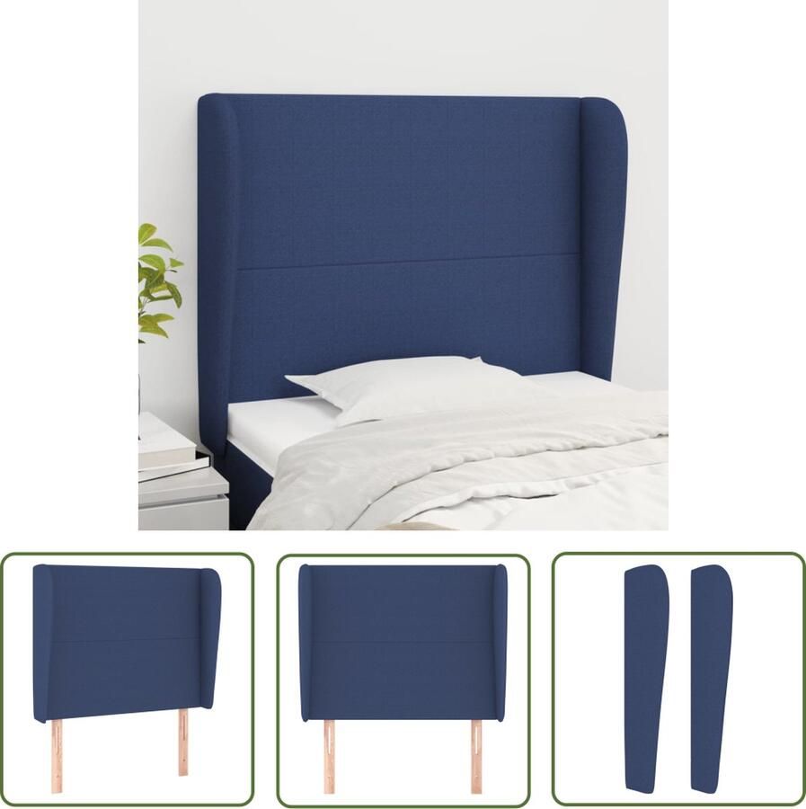 The Living Store klassiek hoofdbord blauw stof verstelbare hoogte stevige poten comfortabele ondersteuning Klassieke Hoofdbord Blauw Bedhoofd Stoffen Hoofdbord Adjustable Hoofdbord