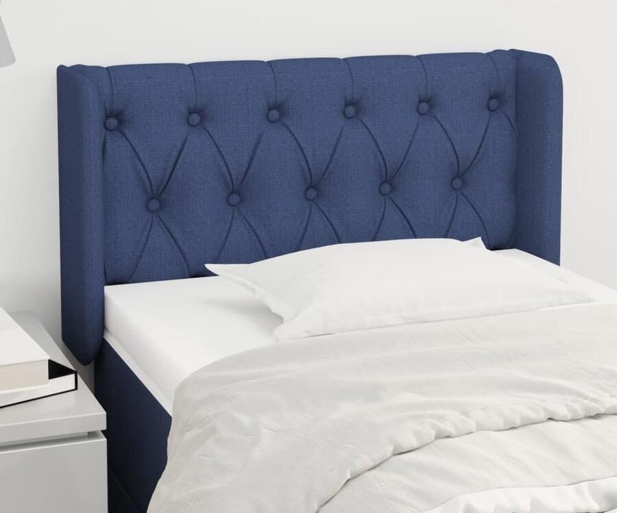 VidaXL Hoofdbord Blauw Stof 83x16x78 88 cm Klassieke Hoofdbord Blauw Hoofdbord Stof Beddecoratie Comfortabele Hoofdbord Adjustable Hoofdbord Slaapcomfort - Foto 2