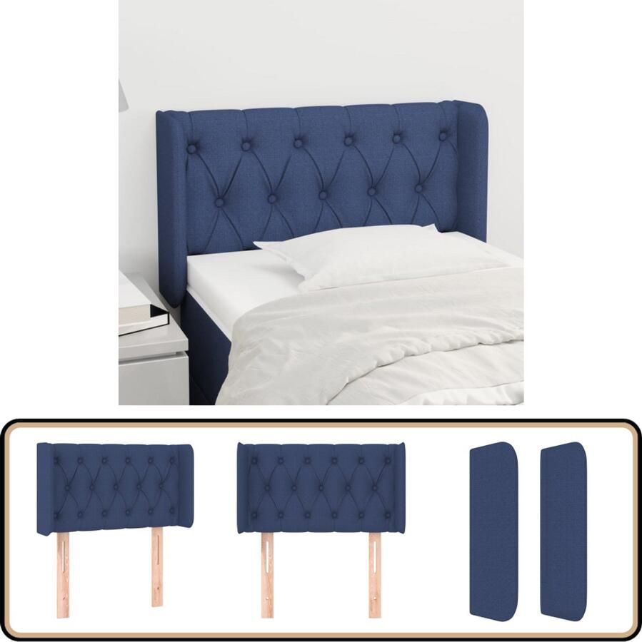 VidaXL Hoofdbord Blauw Stof 83x16x78 88 cm Klassieke Hoofdbord Blauw Hoofdbord Stof Beddecoratie Comfortabele Hoofdbord Adjustable Hoofdbord Slaapcomfort