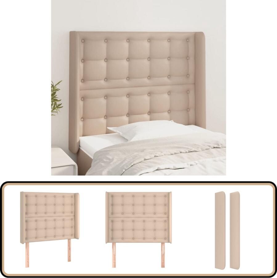 VidaXL Hoofdbord Cappuccino Kunstleer 103x128cm Hoofdboard Kapstok Bedstede Bedroom Decor Bruine Meubels Lederlook Art Deco Vintage Style