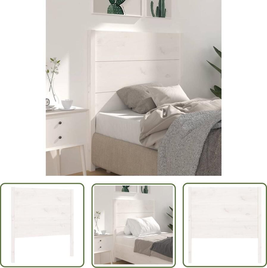 The Living Store Houten Hoofdeinde Classic Hoofdbord 106 x 4 x 100 cm Wit Houten Hoofdbord Classic Hoofdboard Wit Vintage Hoofdbord Rustic Headboard