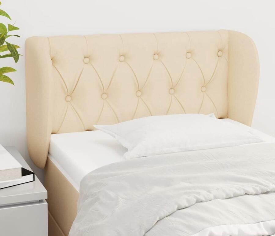 VidaXL Hoofdbord crème 83x23x78 88 cm Stof Hoofd Bord Hoofdbord Klassiek Hoofdbord Creme Kleur Stoffen Hoofdbord Beddecoratie Bedroom Decor - Foto 2