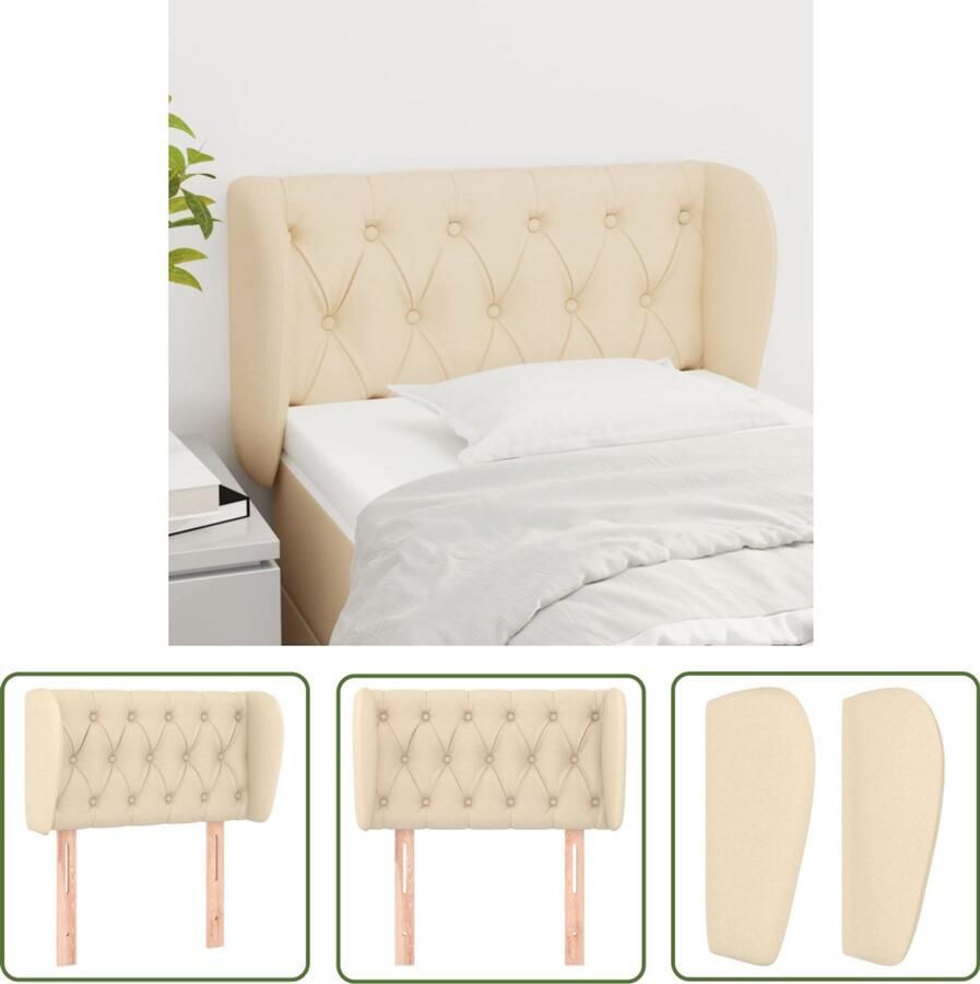 VidaXL Hoofdbord crème 83x23x78 88 cm Stof Hoofd Bord Hoofdbord Klassiek Hoofdbord Creme Kleur Stoffen Hoofdbord Beddecoratie Bedroom Decor