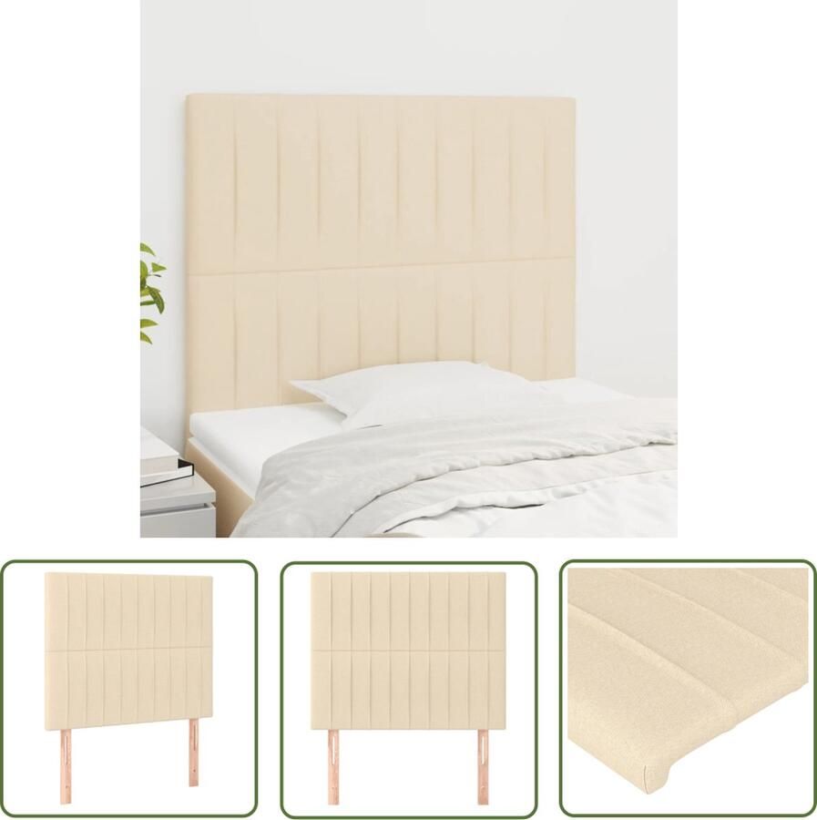 The Living Store Klassiek Hoofdbord Crème 80 x 5 x 118 128 cm Duurzaam polyester Stabiele houten poten Verstelbare hoogte Klassieke Hoofdbord Creme Beddecoratie Bedroom Decor Luxe Hoofdbord