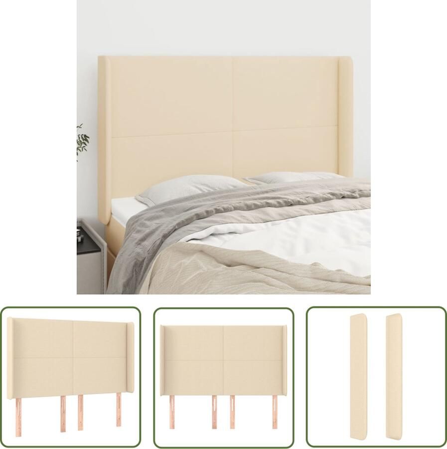 The Living Store Klassiek Hoofdbord 147x16x118 128 cm Crème Duurzaam Stof Stevige Houten Poten Klassieke Hoofdbord Creme Bedhoofd Stoffen Hoofdbord Met Pootjes