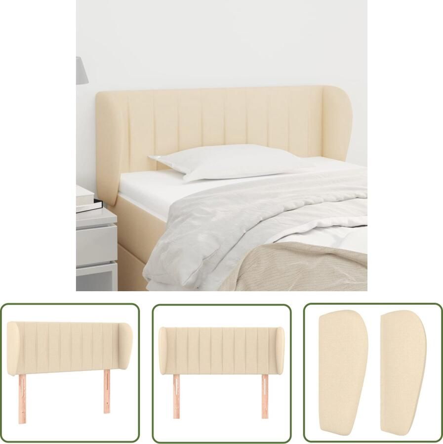 The Living Store Hoofdbord met randen 83x23x78 88 cm stof crèmekleurig Klassieke Hoofdbord Creme Stoffen Hoofdbord Beddecoratie Bedroom Decor