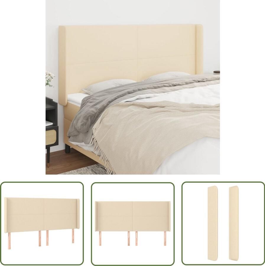 VidaXL Hoofdbord Crèmekleurig 183x16x118 128 cm Hoofd Bord Hoofdkussen Bed Accessoires Klassiek Hoofdbord Creme Kleur