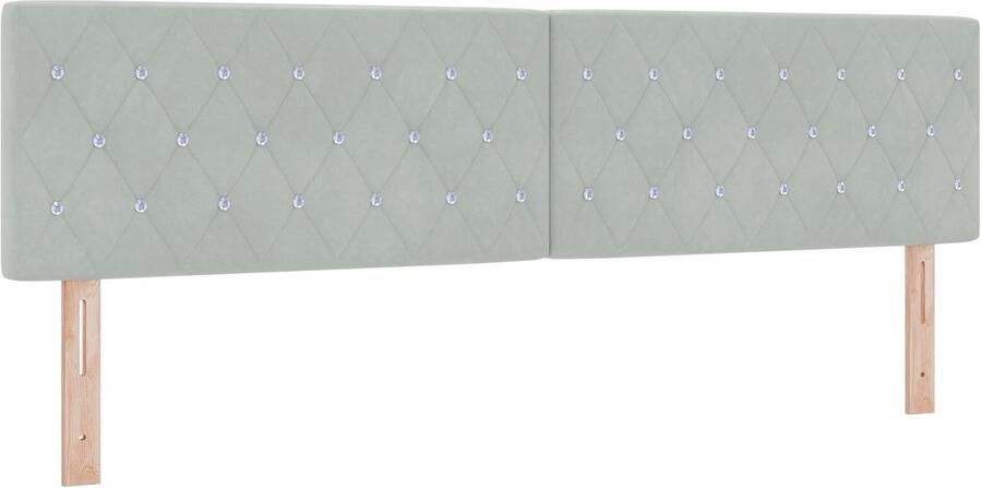 VidaXL Hoofdbord met Kristallen Knopen Ge tufted Lichtgrijs 180 cm Fluweel - Foto 2