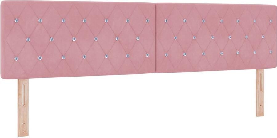 VidaXL Fluwelen Hoofdbord Geruit met hoofdeinde Roze 180 cm Fluweel - Foto 2