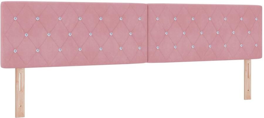VidaXL Hoofdbord in Roze Fluweel met Kristallen Knoppen Ge tuft 200 cm - Foto 2