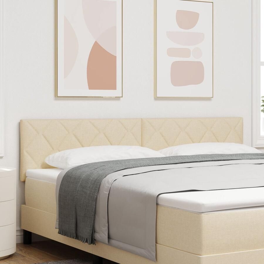 VidaXL Stoffen Hoofdbord Geometrisch met hoofdeinde Crème 180 cm Stof