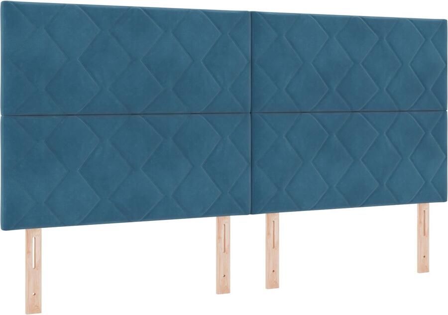 VidaXL Hoofdbord Diamant Blok Ontwerp Donkerblauw 200 cm Fluweel