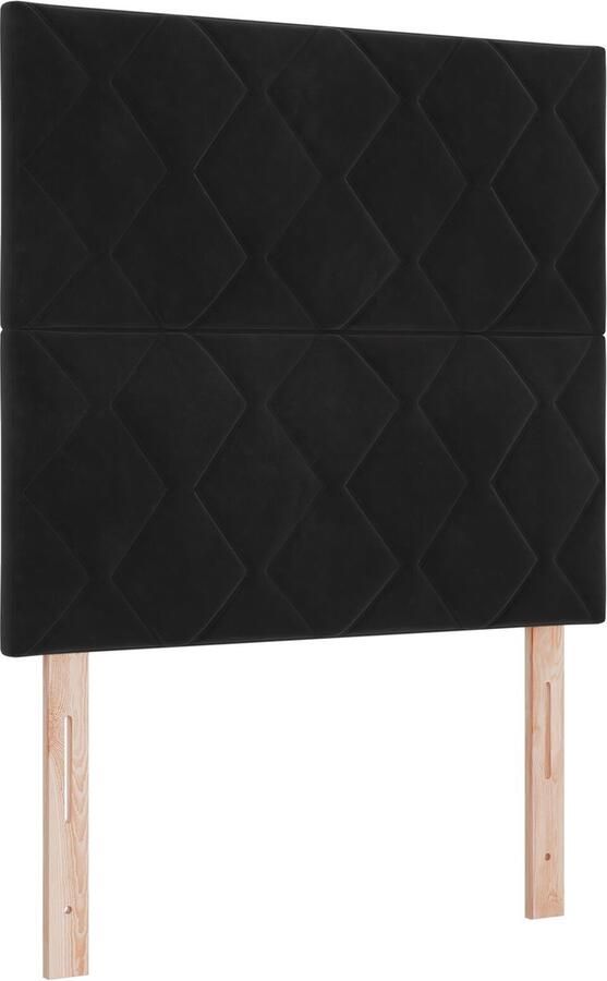 VidaXL Hoofdbord Diamant Blok Ontwerp Zwart 100 cm Velvet Hoofdbord Diamant Blok Ontwerp Zwart 200 cm Velvet - Foto 2