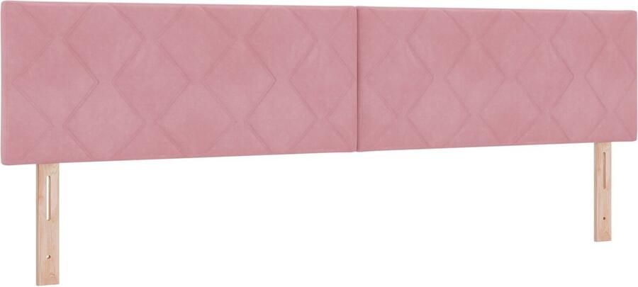 VidaXL Hoofdbord Wandgemonteerd Geometrisch Roze 200 cm Fluweel