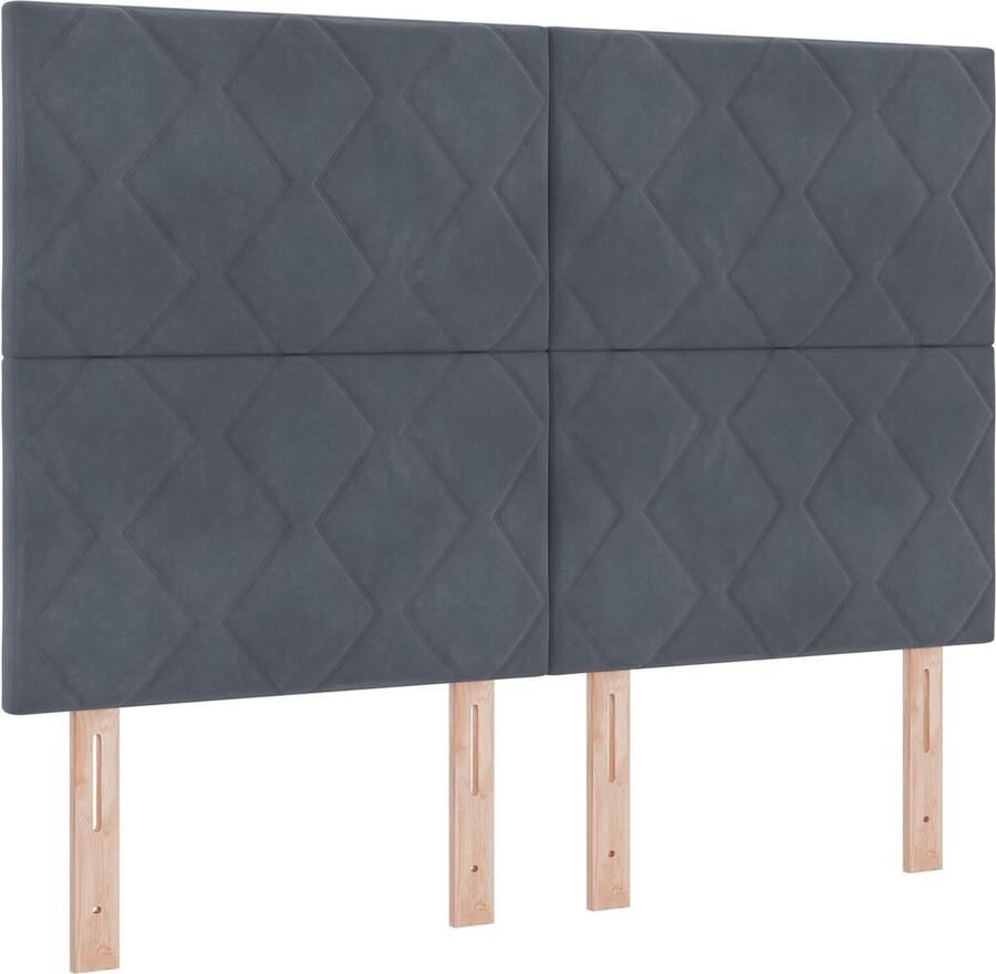 VidaXL Hoofdbord met Diamantvormige Blokken in Donkergrijs 140 cm van Fluweel