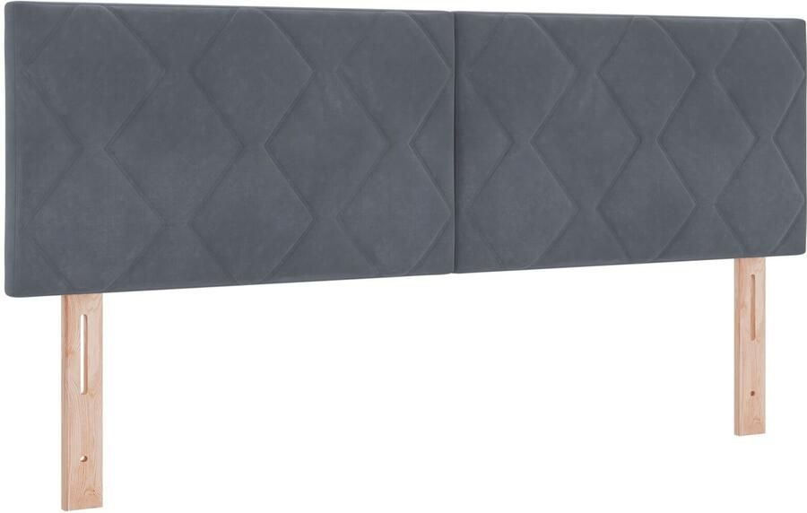 VidaXL Hoofdbord met Diamant Blokken Ontwerp Donkergrijs 160 cm Velours