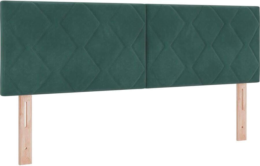 VidaXL Hoofdbord Wandgemonteerd Geometrisch Donkergroen 160 cm Fluweel