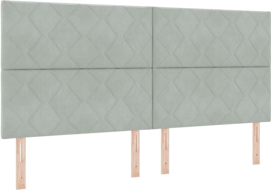 VidaXL Hoofdbord met Diamantblokken Design Lichtgrijs 200 cm van Fluweel - Foto 2