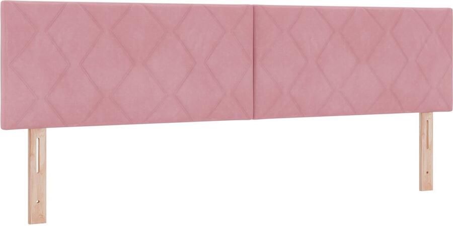 VidaXL Hoofdbord Wandgemonteerd Geometrisch Roze 180 cm Fluweel - Foto 2