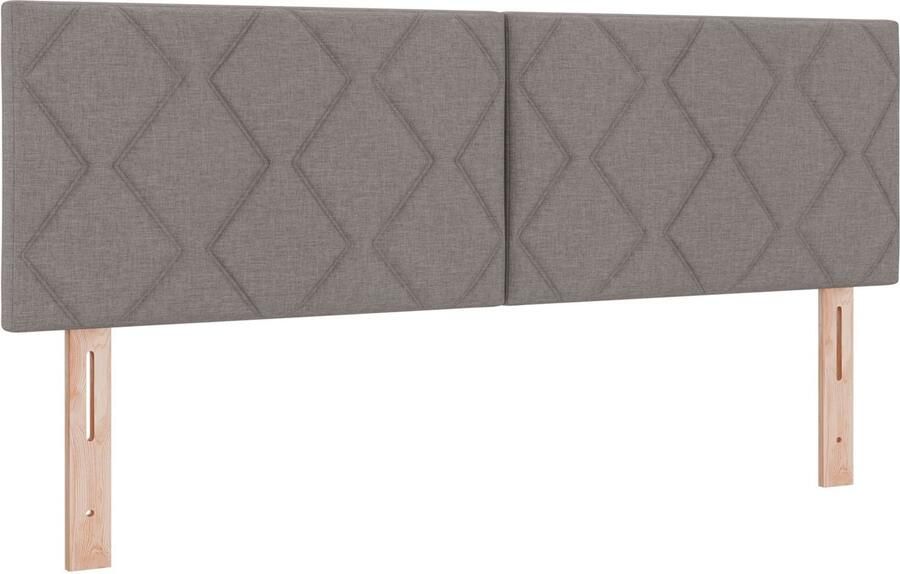 VidaXL Stoffen Hoofdbord Geometrisch met hoofdeinde Taupe 144 cm Stof