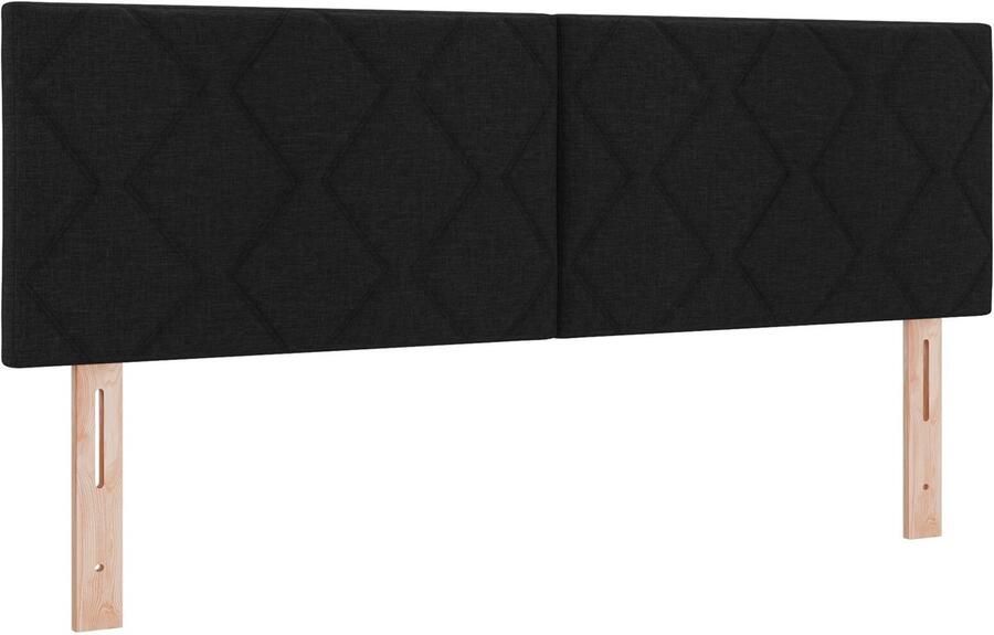 VidaXL Stoffen Hoofdbord Geometrisch met hoofdeinde Zwart 160 cm Stof - Foto 2