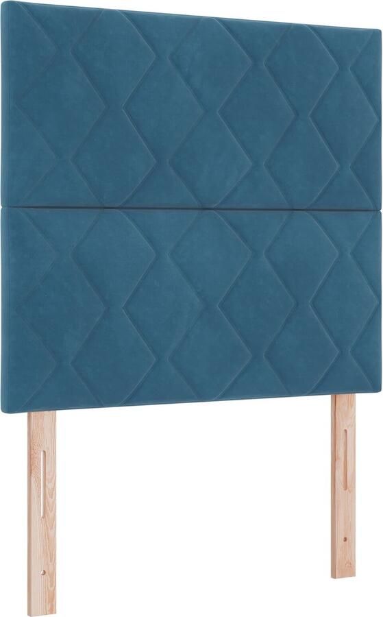 VidaXL Hoofdbord Diamantblok Ontwerp Donkerblauw 100 cm Fluweel Hoofdbord Diamantblok Ontwerp Donkerblauw 200 cm Fluweel - Foto 2