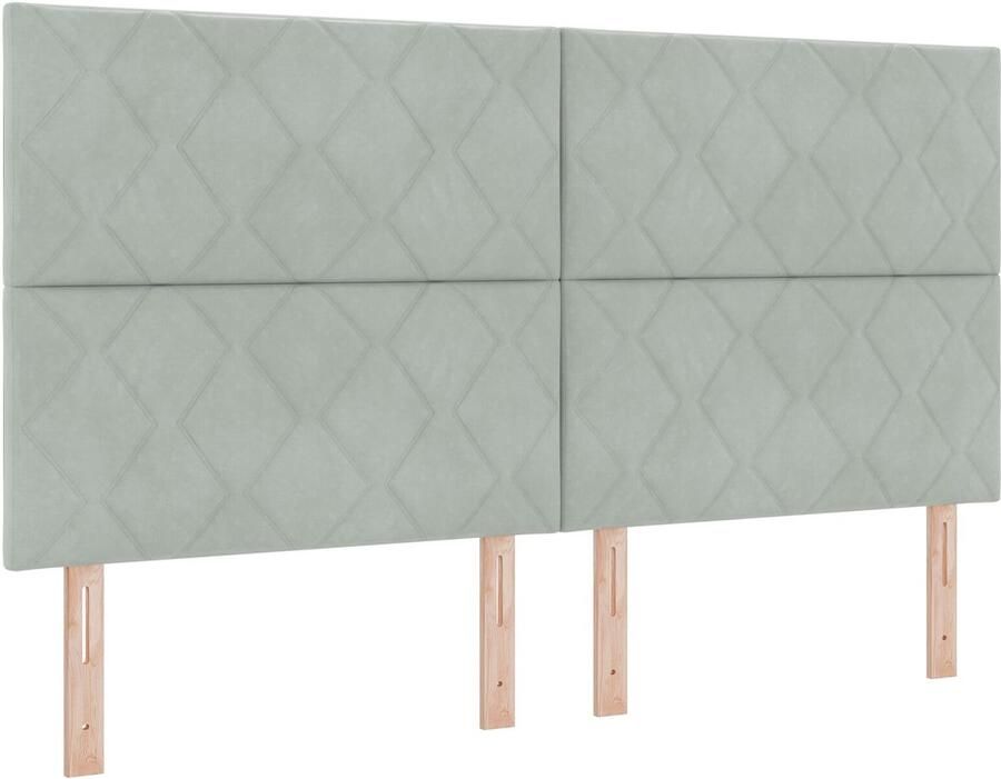 VidaXL Hoofdbord Wandgemonteerd Geometrisch Lichtgrijs 180 cm Fluweel - Foto 2