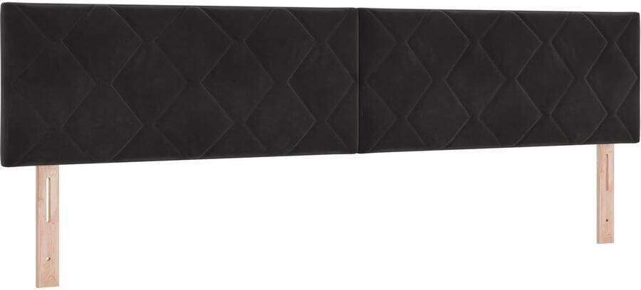 VidaXL Hoofdbord Wandgemonteerd Geometrisch Zwart 200 cm Fluweel