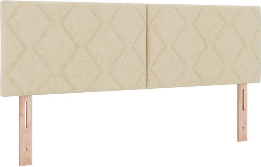 VidaXL Stoffen Hoofdbord Geometrisch met hoofdeinde Crème 144 cm Stof