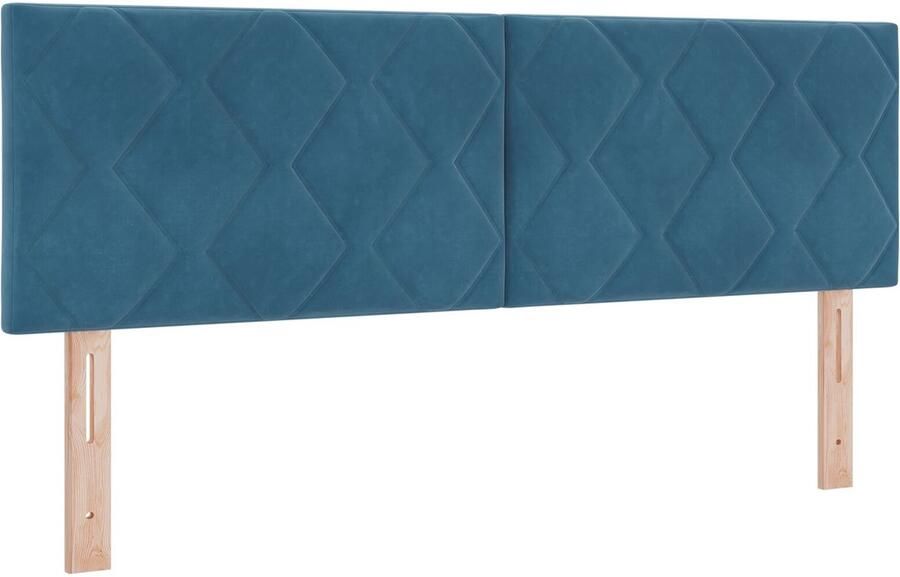 VidaXL Hoofdbord Wandgemonteerd Geometrisch Donkerblauw 144 cm Fluweel - Foto 2