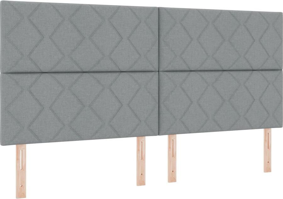VidaXL Stoffen Hoofdbord Geometric Handmatig Lichtgrijs 200 cm Stof - Foto 2