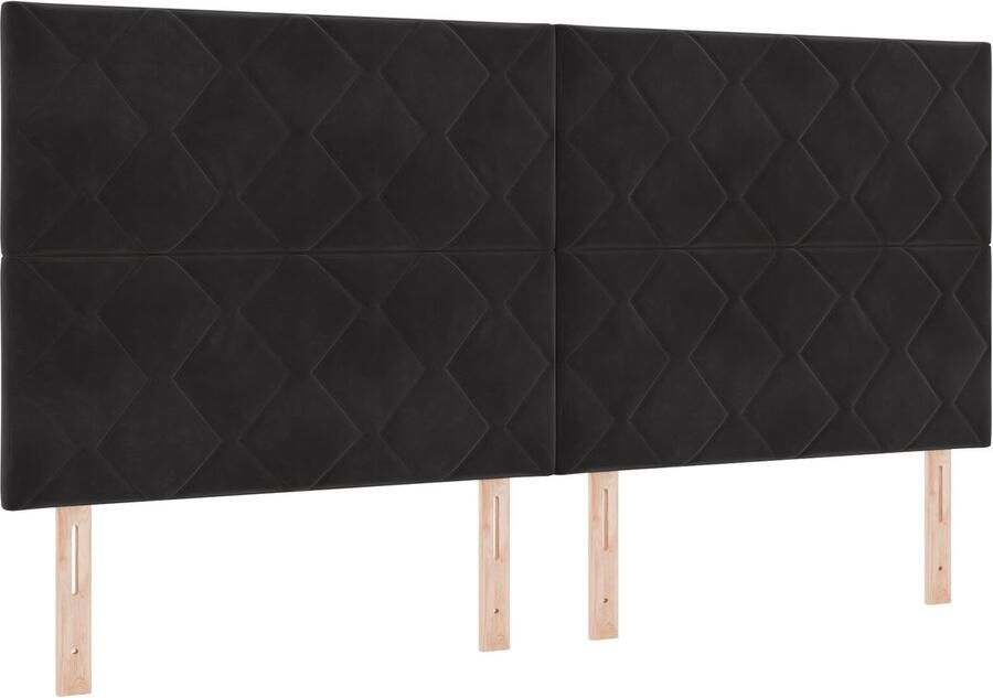 VidaXL Hoofdbord Wandgemonteerd Geometrisch Zwart 200 cm Fluweel